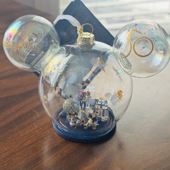 Walt Disney World 50th Anniversary Mickey Mouse Icon Glass 4 Parks Ornament - Picture 2 of 2